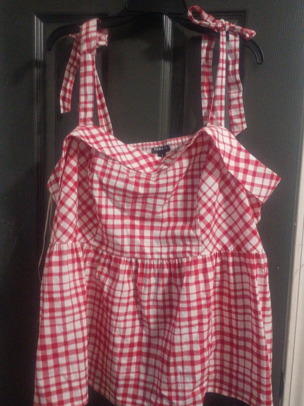 TORRID Red & White Gingham Tie-Shoulder Tank